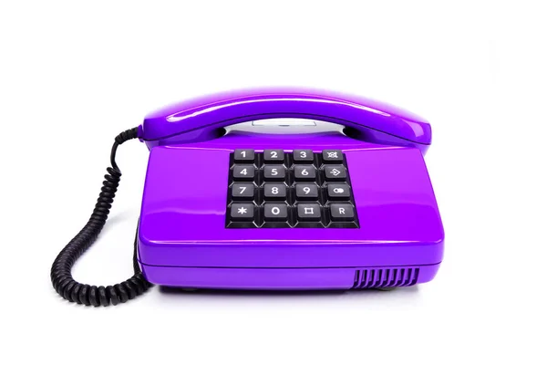 80年代的经典紫丁香电话 白色背景隔离 — 图库照片