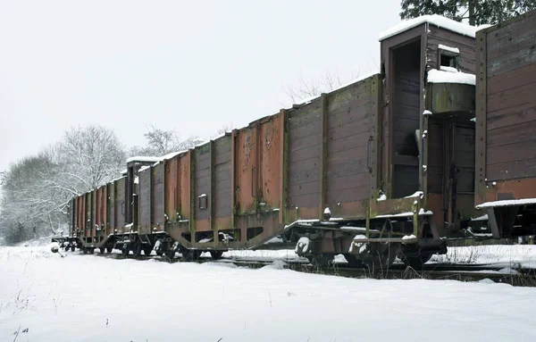 Güney Almanya Kış Zamanı Eski Tren Vagonlarının Açık Hava Çekimi — Stok fotoğraf