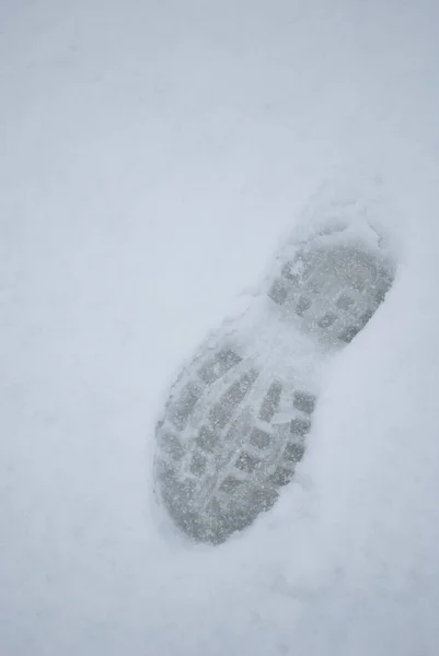 Shoe Print Snow — Stock Photo, Image