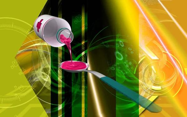 Digital Illustration Medicine Spoon Colour Background — Stockfoto