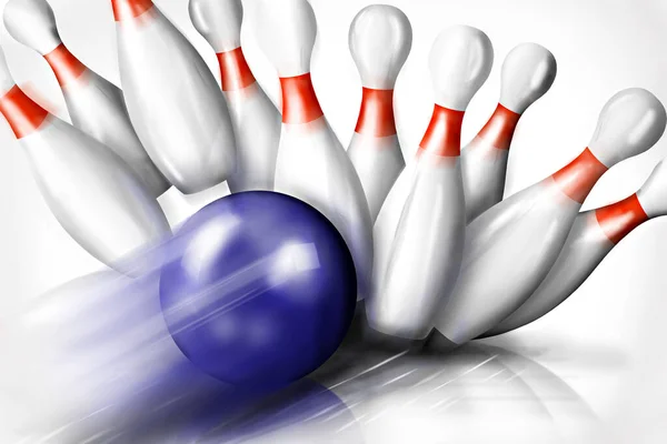 Realistická Bowlingová Koule Kuželky Stole — Stock fotografie