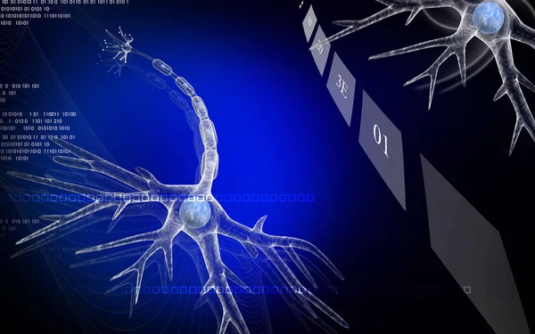 Illustrazione Digitale Del Neurone Sullo Sfondo Colori — Foto Stock