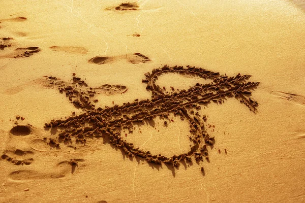 Close Shot Dollar Sign Drawing Beach — Fotografia de Stock