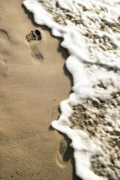 Fermer Les Traces Pas Sur Plage — Photo