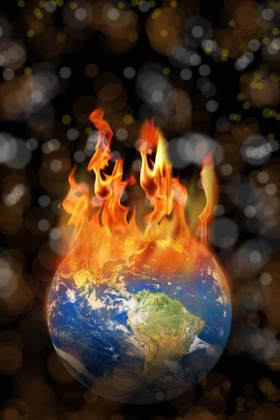 불타는 지구본의 개념적 이미지입니다 Nasa 이미지를 제공하고 조종하여 이미지를 만들었습니다 — 스톡 사진