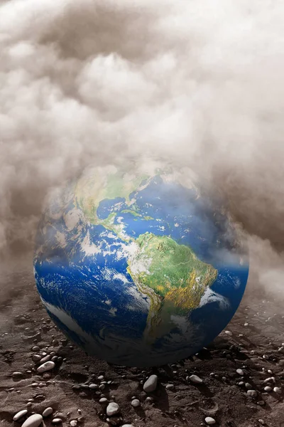 Konceptualny Obraz Globu Dymu Umeblowany Zmanipulowany Obraz Globu Nasa Używany — Zdjęcie stockowe
