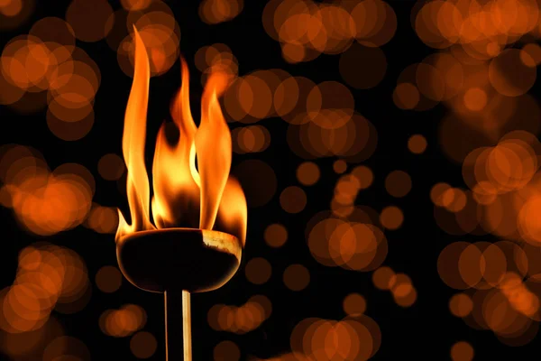 Close Shot Burning Flaming Torch — Stock Photo, Image