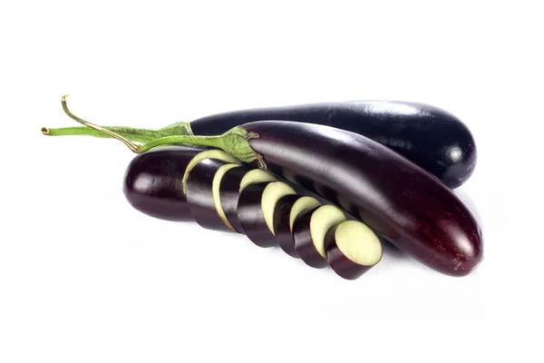 Närbild Skott Aubergine Över Vit — Stockfoto