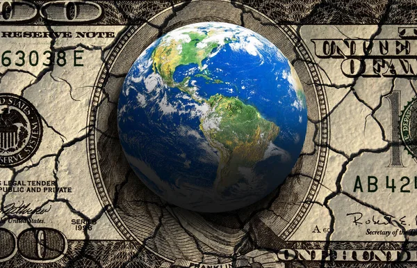 Globus Auf Dollarschein Für Dieses Bild Verwendetes Nasa Bild — Stockfoto