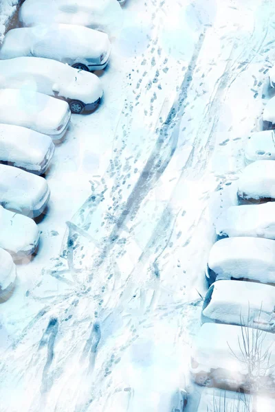 Erhöhte Ansicht Der Schneebedeckten Straße — Stockfoto