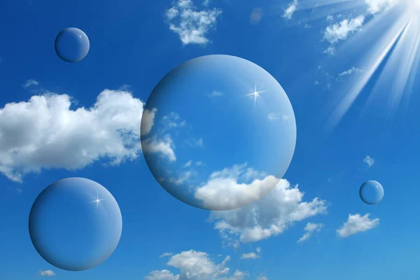 Konzeptionelles Bild Von Blauem Himmel Und Blasen — Stockfoto