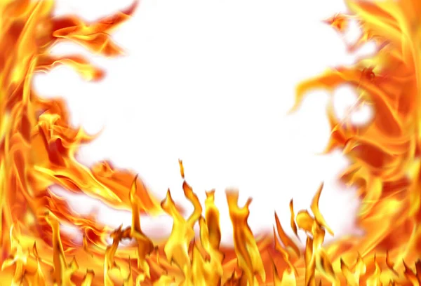 Close Fire Flames Isolated White Background — Stock Photo, Image