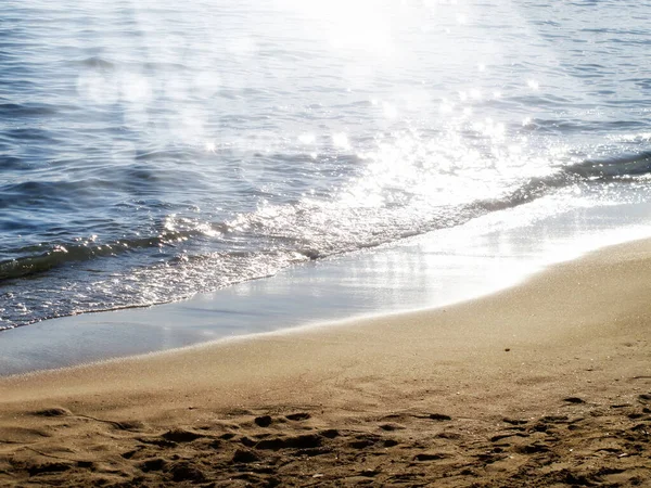 Cor Dourada Vazia Praia Areia Luz Solar — Fotografia de Stock