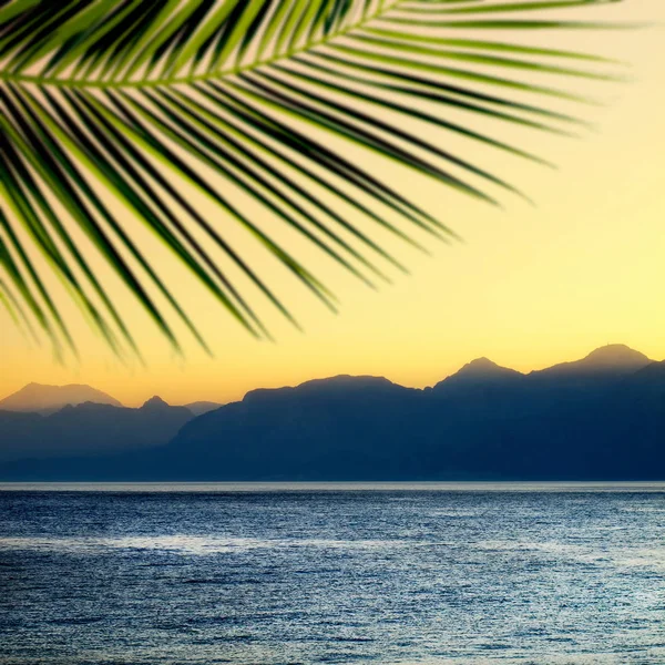 Imagem Paisagem Montanhas Altas Sobre Céu Claro Por Sol Antalya — Fotografia de Stock