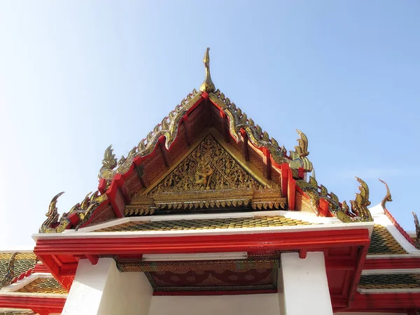 Närbild Tempel Exteriör Detalj Bangkok Thailand — Stockfoto