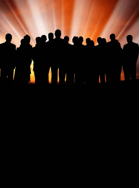 Conceptual Image Silhouetted Group Business People Light Beam — Stock Photo, Image