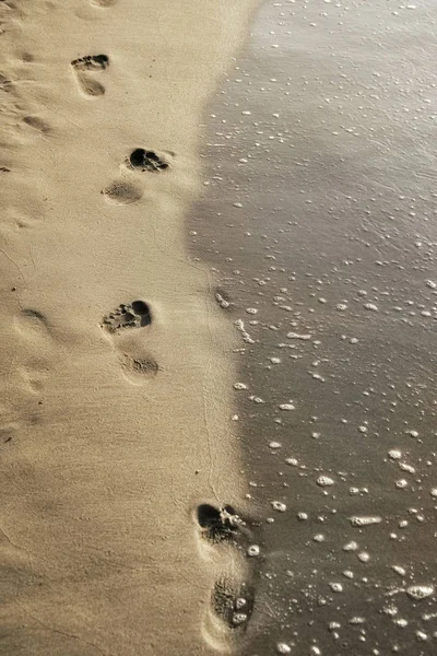 Close Footprints Beach — Stock Photo, Image