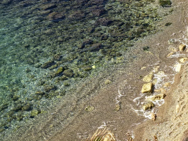 Meereslandschaft Bild Von Erhöhten Blick Strand Mit Klarem Wasser — Stockfoto