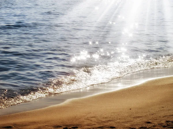 Cor Dourada Vazia Praia Areia Luz Solar — Fotografia de Stock