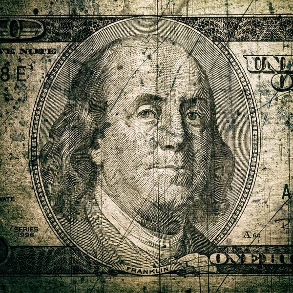 Zamknąć Grunge Stylu Sto Dolarów Banknot — Zdjęcie stockowe