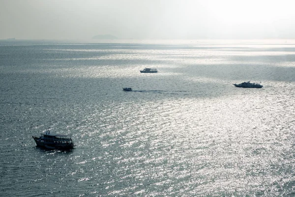Vue Surélevée Bateau Flottant Sur Mer Pattaya Thaïlande — Photo