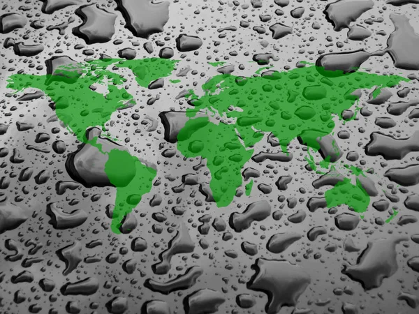 Una Imagen Mapa Mundial Gotas Agua — Foto de Stock