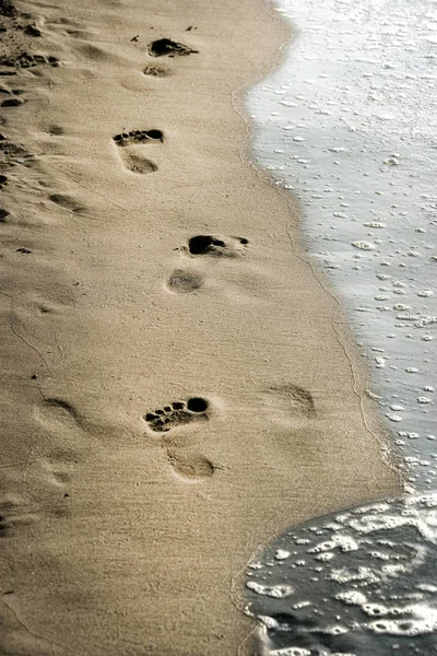 Close Footprints Beach — Stock Photo, Image