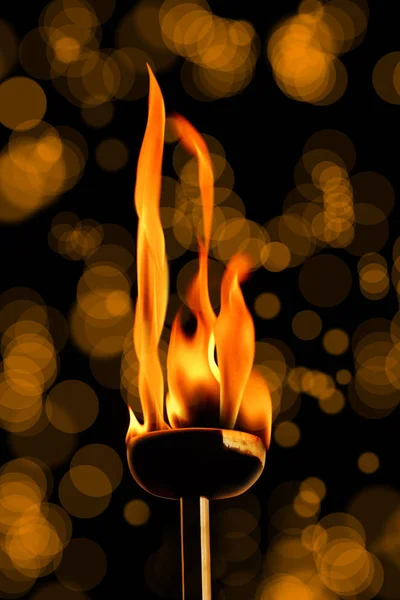 Close Shot Burning Flaming Torch — Stock Photo, Image