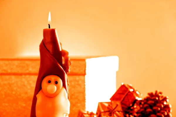 Immagine Candela Babbo Natale Scatole Regalo Nel Periodo Natalizio — Foto Stock