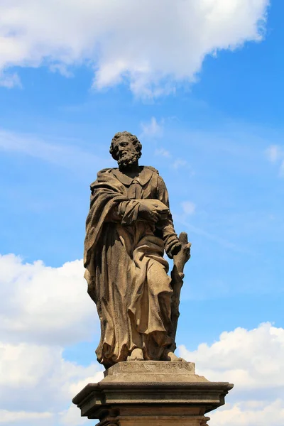 Statue Saint Jude Thaddeus Charles Bridge Prague — Stock Photo, Image