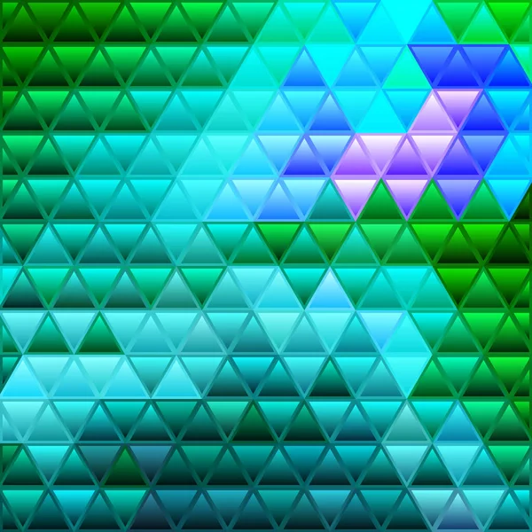 Abstract Vector Stained Glass Triangle Mosaic Background Green Blue — Stock Photo, Image