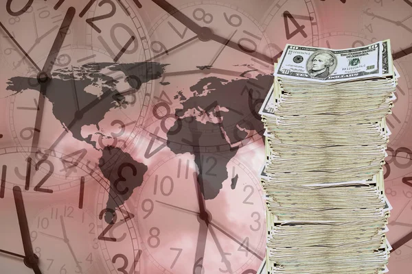 close up shot of world map in a clock