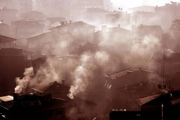 Uma Imagem Paisagem Urbana Poluição Atmosférica — Fotografia de Stock