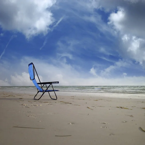 Närbild Skott Stranden Stol Stranden — Stockfoto