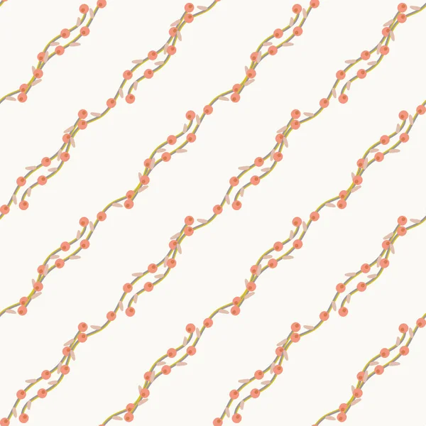Floral Seamless Pattern Hand Drawn Interwoven Branches Berries Repeating Artistic — 스톡 사진