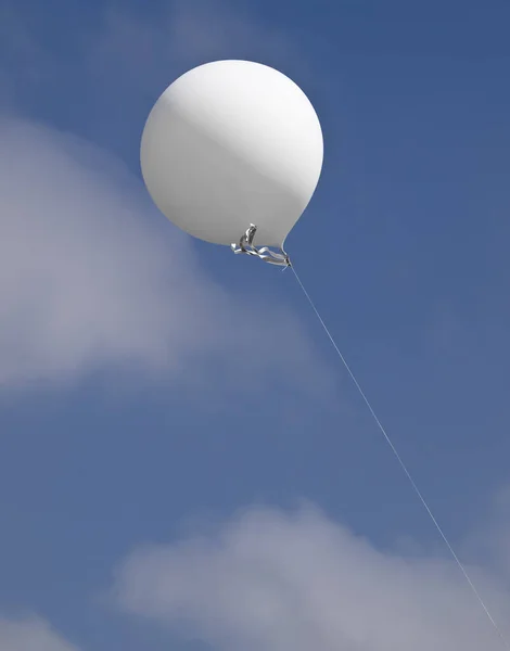 一个空白的白色气球 上面有文字的空间 覆盖着晴朗的蓝色夏日的天空 — 图库照片
