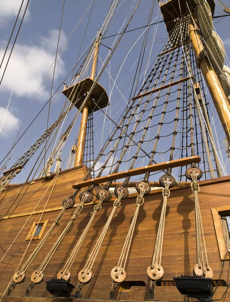 Shrouds 17Th Century Spanska Armada Galleon Förtöjd Grand Harbour Malta — Stockfoto
