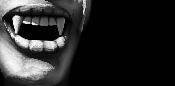 Dettaglio Una Maschera Che Mostra Zanne Vampiro — Foto Stock