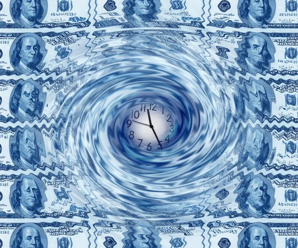Conceptual Image Clock Dollar Bill Background — Stock Photo, Image