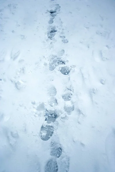 Vista Elevada Pegadas Neve — Fotografia de Stock