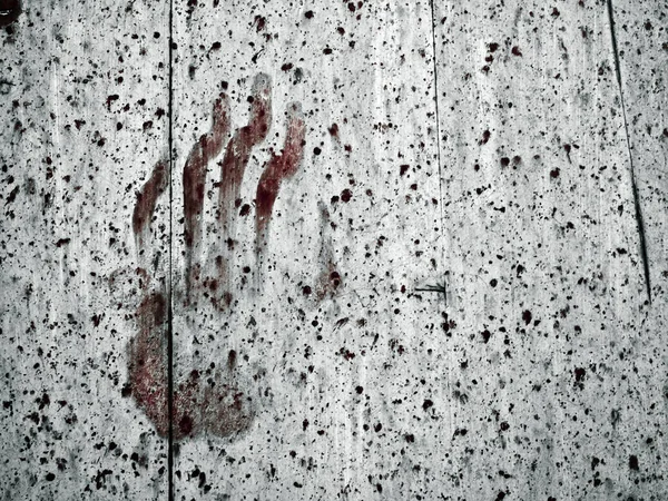 Eerie Spooky Handprint Old Chapel Door — Stock Photo, Image