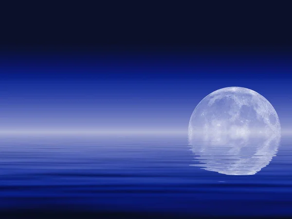 Lua Refletida Águas Claras Oceano Noturno — Fotografia de Stock