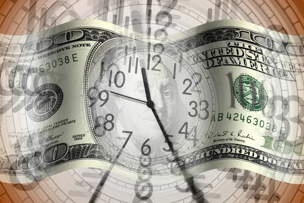 Conceptual Image Clock Dollar Bill Background — Stock Photo, Image