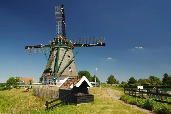 Schilderachtig Uitzicht Landschap Met Windmolengebouw — Stockfoto