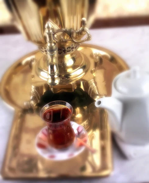 Close Shot Samovar Teacup — Stock Photo, Image