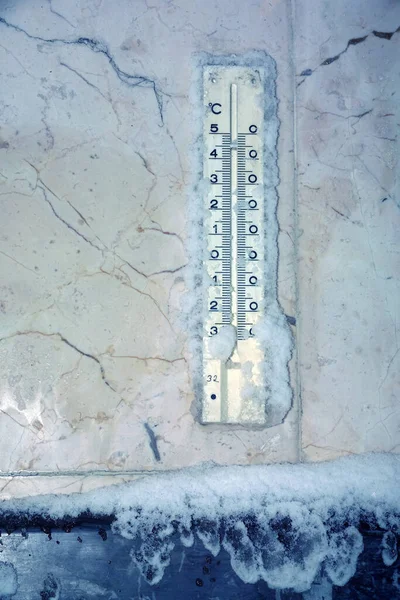 Close Opname Van Thermometer Winter — Stockfoto