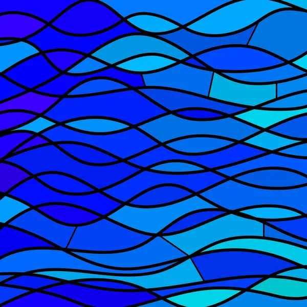 Vector Abstracto Manchado Vidrio Mosaico Fondo Ondas Azules — Foto de Stock