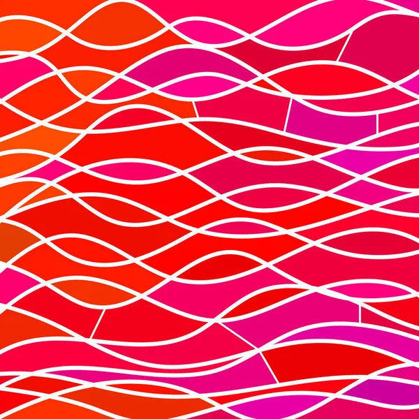 Vector Abstracto Manchado Vidrio Mosaico Fondo Ondas Rojas Púrpuras —  Fotos de Stock