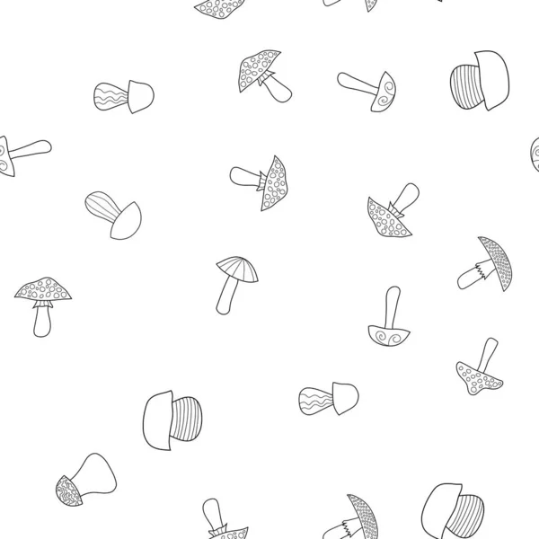 Vector Abstracto Doodle Patrón Inconsútil Hongo Libro Para Colorear — Foto de Stock