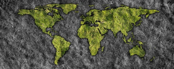 Концептуальный Образ Карты Мира Зеленой Травы — стоковое фото